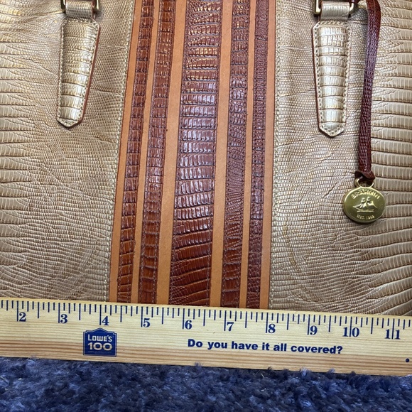 Brahmin Medium Asher Cabana Vineyard Stripe Crocodile Embossed Leather Tote Bag - Picture 13 of 15
